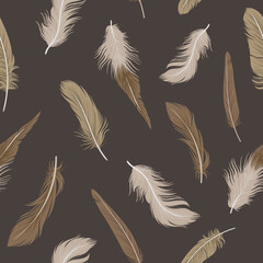 Seamless pattern with delicate feathers