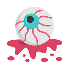 Bloody eyeball icon. Flat design. Human eye with blood. Holiday event halloween.