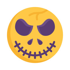 Fototapeta premium Scary ball icon. Flat design. Monster face. Round halloween monster.