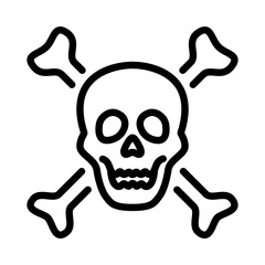 Skull and crossbones icon. Outline design. Skull cross bone Halloween.