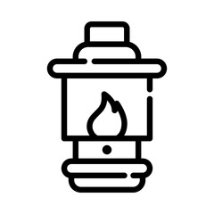 Lantern icon. Outline design. Vintage lantern. Oil lantern. An antique vintage lamp. Camping light.