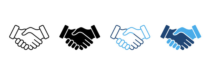 Handshake Partnership Professional Silhouette and Line Icon. Hand Shake Business Deal Pictogram. Cooperation Team Agreement Finance Meeting Icon. Editable Stroke. Isolated Vector Illustration