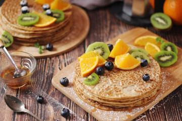 Crepes or bliny with fruit