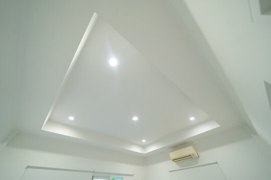 Concealed Lighting Ceiling Or Coffer Ceiling At Home Or House. Interior Design Decoration.