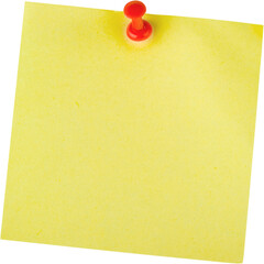 Yellow Sticky Note with Pin - Isolated