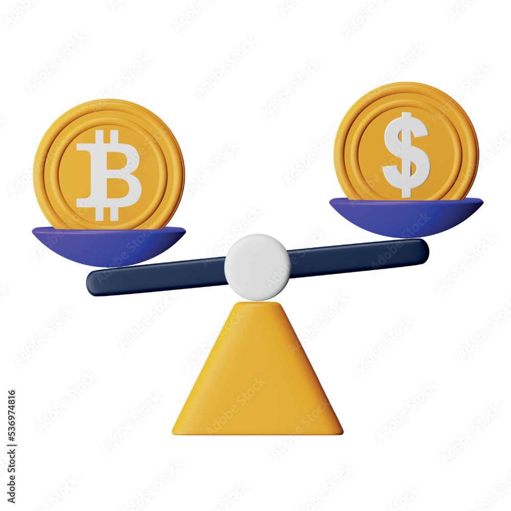 Poster bitcoin ratio rate 3d rendering isometric icon.