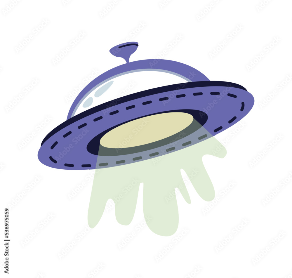 Aufkleber alien abduction spacecraft, isolated flying ufo saucer with light glowing. kidnapping by extraterres