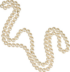 Shiny pearl necklace isolated on white - obrazy, fototapety, plakaty