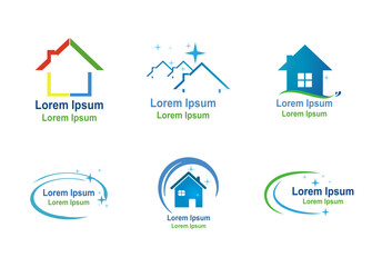 Blue logo set vector design