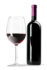 Keuken foto achterwand Red Wine in Bottle and Glass on white background © BillionPhotos.com