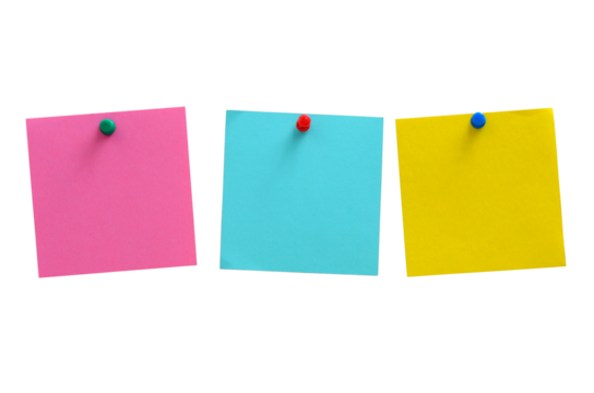 Blank notes pinned into brown corkboard