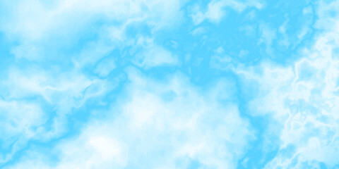 Blue skies with white clouds background. Romantic sky. Abstract nature background of romantic summer blue sky with fluffy clouds. Beautiful puffy clouds in bright blue sky in day sunlight.><