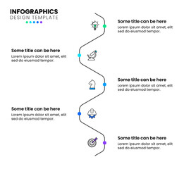 Infographic template. Hexagonal timeline with 5 steps