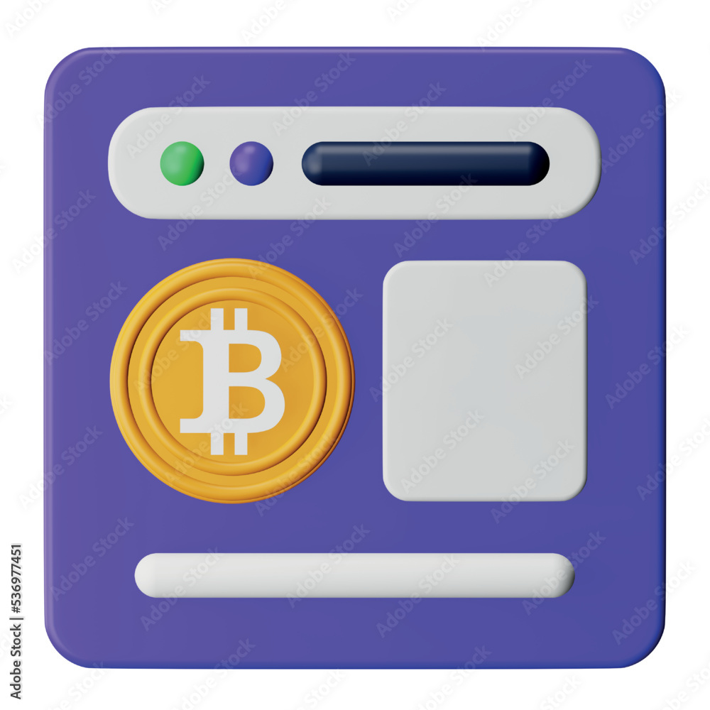 Poster Bitcoin website 3d rendering isometric icon.