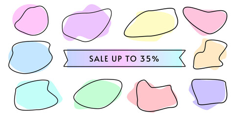 Simple line set of labels  Sticker illustration round shape vector decoration 