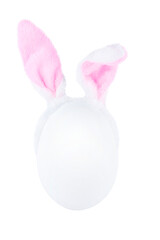 White easter egg with bunny ears isolated on white