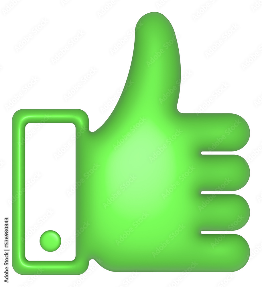 Poster 3d rendering thumb up icon. illustration with shadow isolated on white.
