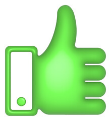 3d rendering thumb up icon. Illustration with shadow isolated on white.