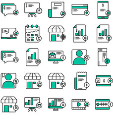 a set of icons containing the theme of digital marketing and business promotion