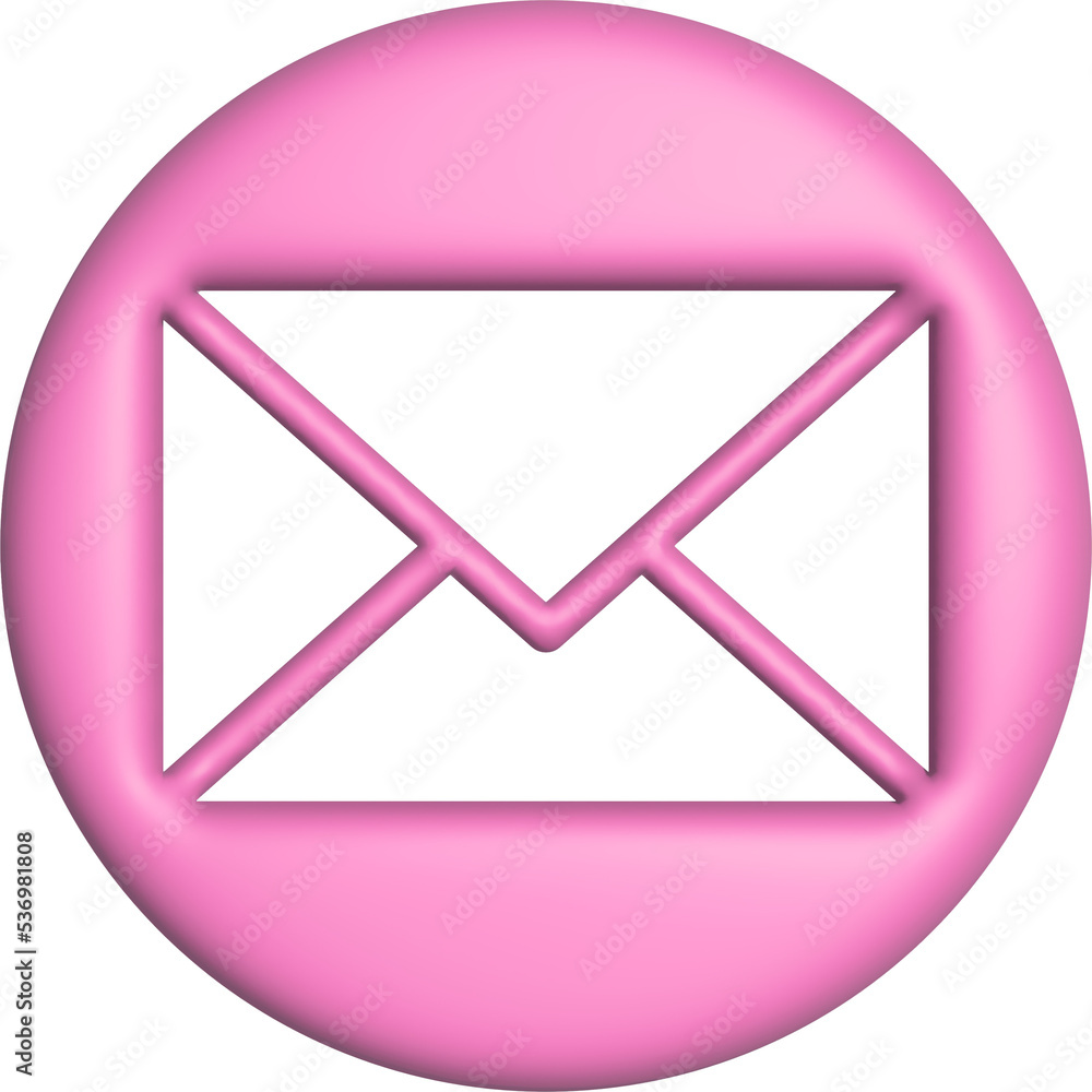 Aufkleber 3d rendering envelope mail icon. illustration with shadow isolated on white.