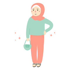 fashionable hijab muslim girl illustration
