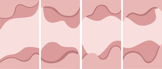 Set of vector abstract templates in monochrome rose shades