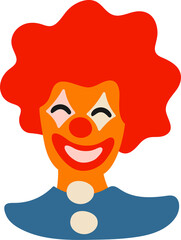 Clown in red wig. Illustration