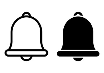 Notification bell Icon symbol isolated on white background. Black warning bell is shaking to alert the upcoming schedule. Vector illustration
