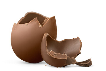 Chocolate Easter egg with the top broken off