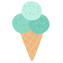 Green Cartoon Ice Cream Cone Doodle Element