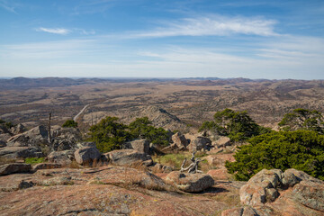 Wichita Mountains Wildlife Refuge in the fall, autumn, view from Mount Scott