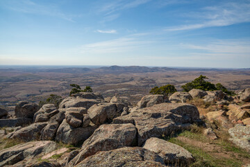 Wichita Mountains Wildlife Refuge in the fall, autumn, view from Mount Scott
