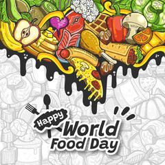 Happy World Food Day Doodle Illustration