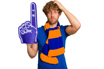 Young caucasian sports fan man isolated on white background being shocked, she has remembered important meeting.