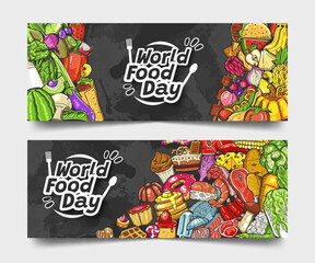 Hand Drawn World Food Day Banner Collection