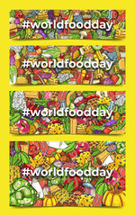 Social Media Header Cover Background with Hand Drawn World Food Day Templates