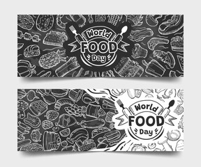 Chalk Doodles World Food Day Banner Collection