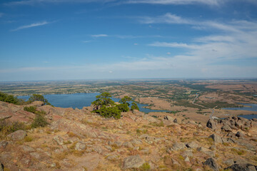 Wichita Mountains Wildlife Refuge in the summer, view from Mount Scott