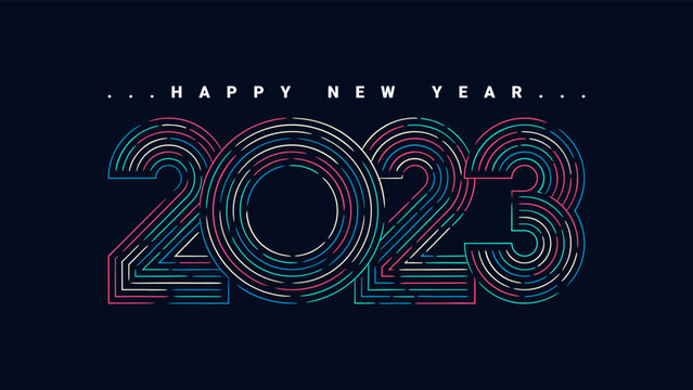 Abstract Happy New Year 2023 Line Art Background