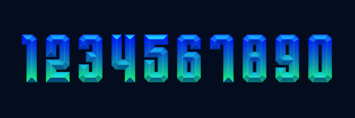 Set of 3d colorful gradient numbers