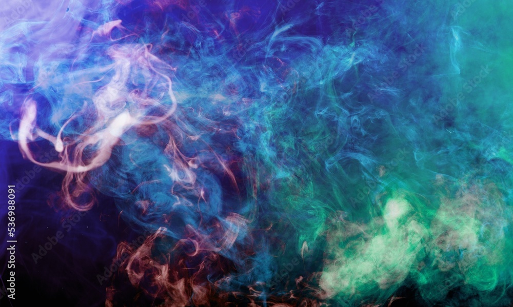 Wall mural Abstract soft Colored Smoke on dark Background.