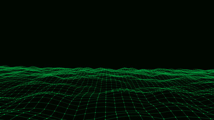 Vector digital technology wave. Dark cyberspace with motion dots and lines. Futuristic digital background. Big data analytics.