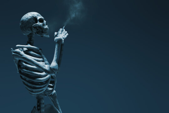 Human Skeleton Death Smoking Cigarette