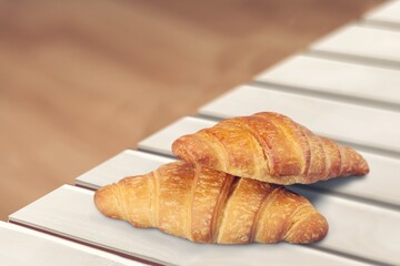 Tasty fresh soft croissants bakery