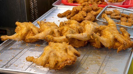 Crispy fried chicken in oil