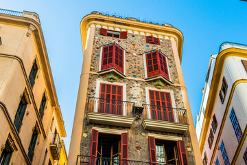 Wohnhäuser in der Altstadt von Palma auf Mallorca, Spanien