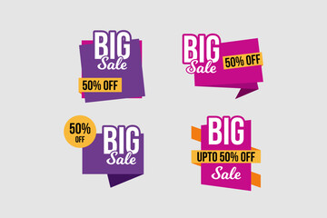 Big sale vector labels, sales promotion banners