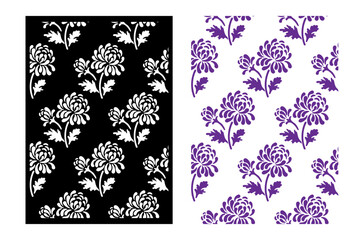 Stencil with a floral pattern for decorating surfaces. Seamless stencil template with aster silhouette.