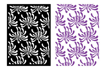 Seamless stencil with a floral pattern for decorating surfaces. Stencil template with aster silhouette.