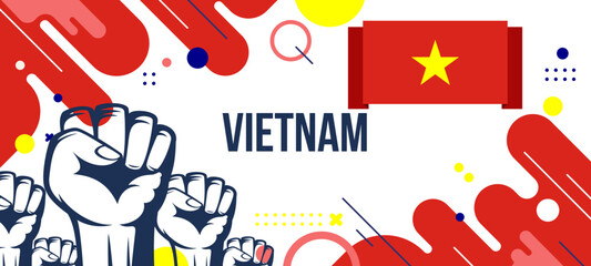 Vietnam national day vector, Vietnamese flag, geometric shapes in national colors